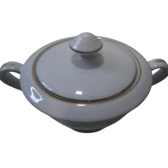 Happy Home (Made in Japan 1980-90's) Fine China Sugar Bowl w/ Lid, Simplicity - Picture 2 of 8